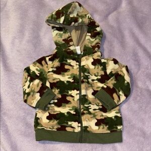 Garanimals Baby Green Camouflage Soft Fleece Zip Up Hoodie Size 3-6 Months
